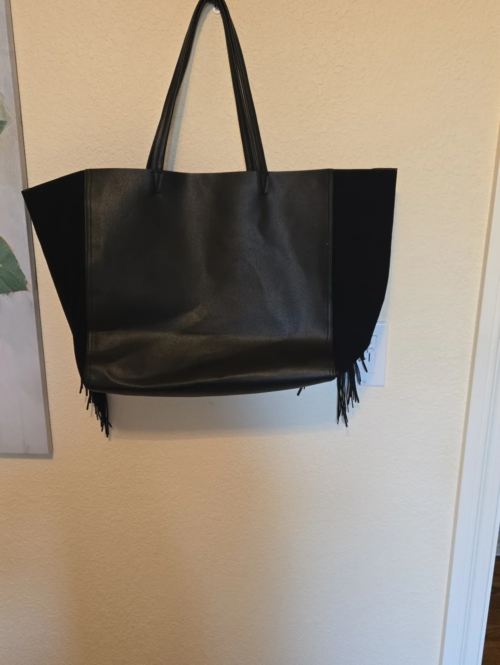 Victoria Secret Black Fringe Tote Bag